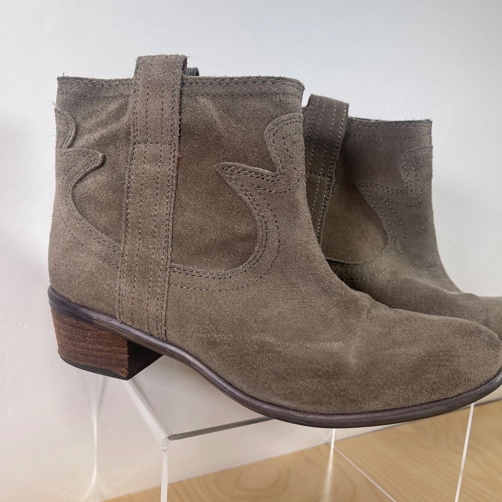 Lucky Brand Women's‎ Suede Leather Western Ankle Boots Taupe Brown Size Unknown